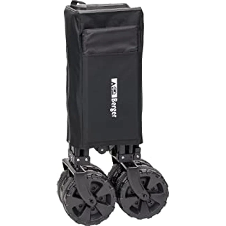 BERGER stabil Bollerwagen faltbar Beach │ Handwagen Transportwagen Transportkarre Strandwagen Gartenwagen │ belastbar bis 100 kg, klappbar, robust, leichtgängig, blau, Transporttasche – Bild 2