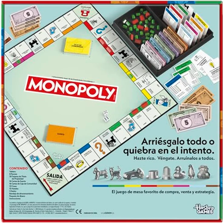 Hasbro Monopoly, Brettspiel mit Aufbewahrungsfach und größeren Spielfiguren, Spanische Edition – Bild 6