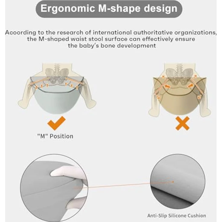 IULONEE Neugeborene Babytrage, Ergonomisch Babytrage mit Hüftsitz Multifunktional Kindertrage Dorsal und Ventral Babyrückentragen für Kleinkinder 3 Monate bis 3 Jahre (3-20kg) Grau – Bild 8