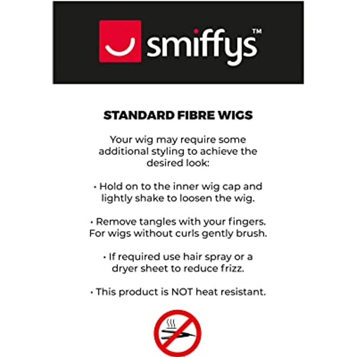 "Smiffys Kostüm-Perücke 50er Jahre Perücke - Beehive Langhaar Perücke in Braun mit blonder Strähne und roter Blüte, Stilechtes Accessoire à la Amy Winehouse" – Bild 5