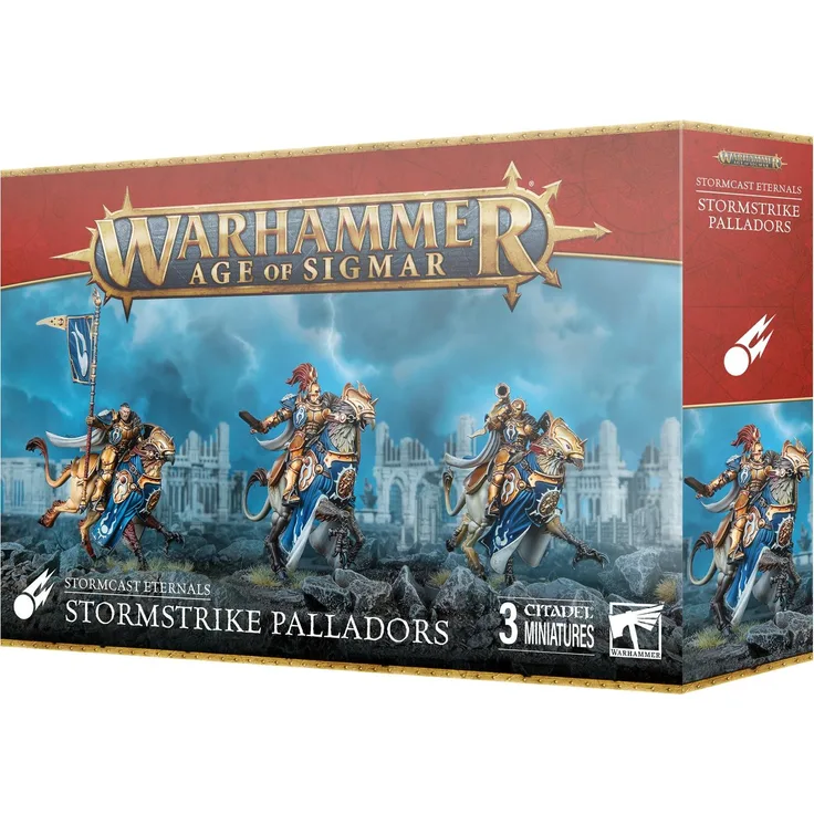Games Workshop W-AOS: Stormcast Eternals - Stormstrike Palladors, mehrteilige Kunststoffminiaturen für Brettspiele, 3 Figuren mit verschiedenen Waffenoptionen, unmontiert und unbemalt