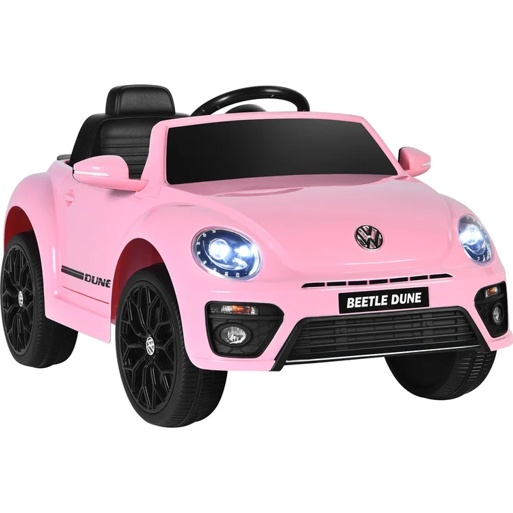 COSTWAY Elektro-Kinderauto VW Volkswagen, 12V, 3-5 km/h, mit Musik, Rosa