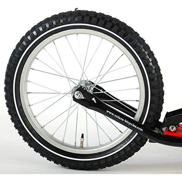 Volare Roller 16 Zoll Schwarz Rot - Breite 16" Reifen, kinderfreundliche Handbremse und cooles Design – Bild 3