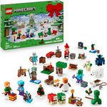 LEGO Minecraft Adventskalender 2025, 24 baubare Überraschungen mit Minifiguren Alex und Steve, ausklappbare Spielmatte