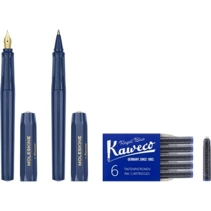 MOLESKINE Füllfederhalter Moleskine X Kaweco Stifte-Set, Füller mitt. Feder & Kugelschreiber, vergoldete Feder, nachfüllbarer Kugelschreiber, blau – Bild 3