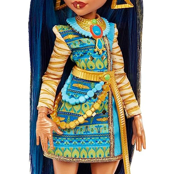 MONSTER HIGH Cleo de Nile Puppe - Königliches Outfit, Killerstiefel, Pyramidenrucksack, Zubehör, für Kinder ab 6 Jahren, HHK54 – Bild 5