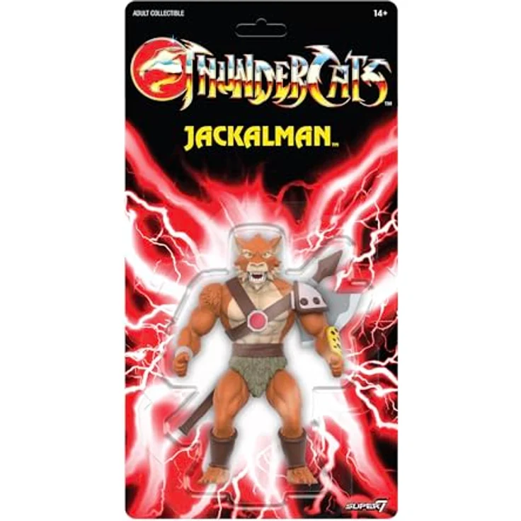 Super7 Thundercats Vintage Figuren Wave 01 - Jackalman Actionfigur, 14 cm groß mit 6 Gelenkpunkten und Riesenaxt Zubehör – Bild 1