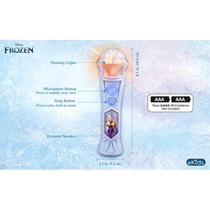 ekids FR-070 Lizenziertes Disney Frozen Karaoke Mikrofon mit Audio Eingang für Kinder ab 3 Jahren – Bild 4