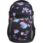 Coocazoo Schulrucksack Porter „Floral Artnight”, schwarz-blau, ergonomischer & anpassbarer Tornister, höhen- & größenverstellbar, mit Brustgurt & Hüftgurt, 30+5 Liter Stauraum, ab der 3. Klasse