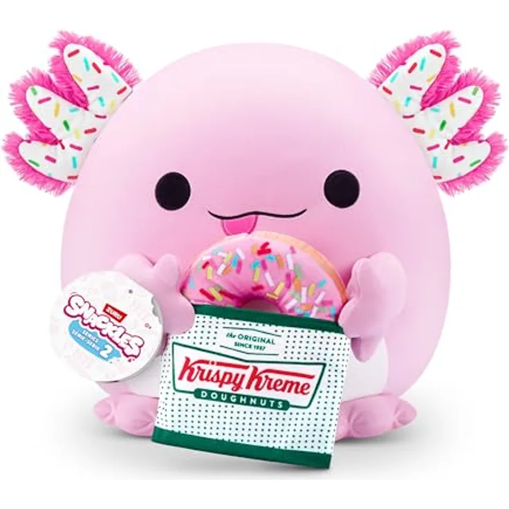 Snackles Series 2, Axolotl (Krispy Kreme), 20 cm kuschelig-weiches Plüschspielzeug mit lizenziertem Snackmarken-Accessoire