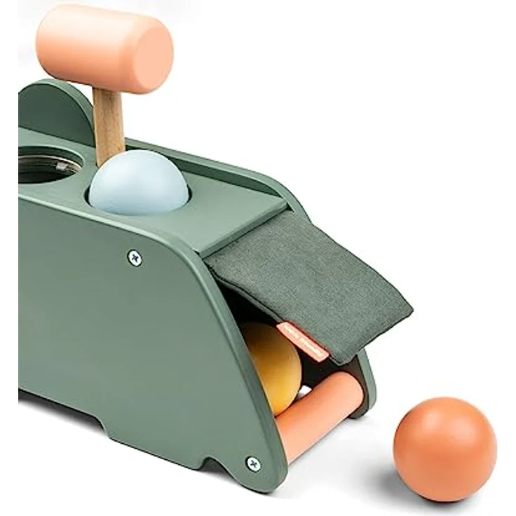 Done by Deer Hammer-Spielbrett Croco, hölzernes Stapelspielzeug in Grün zur Förderung der Hand-Augen-Koordination, ab 12 Monate – Bild 4