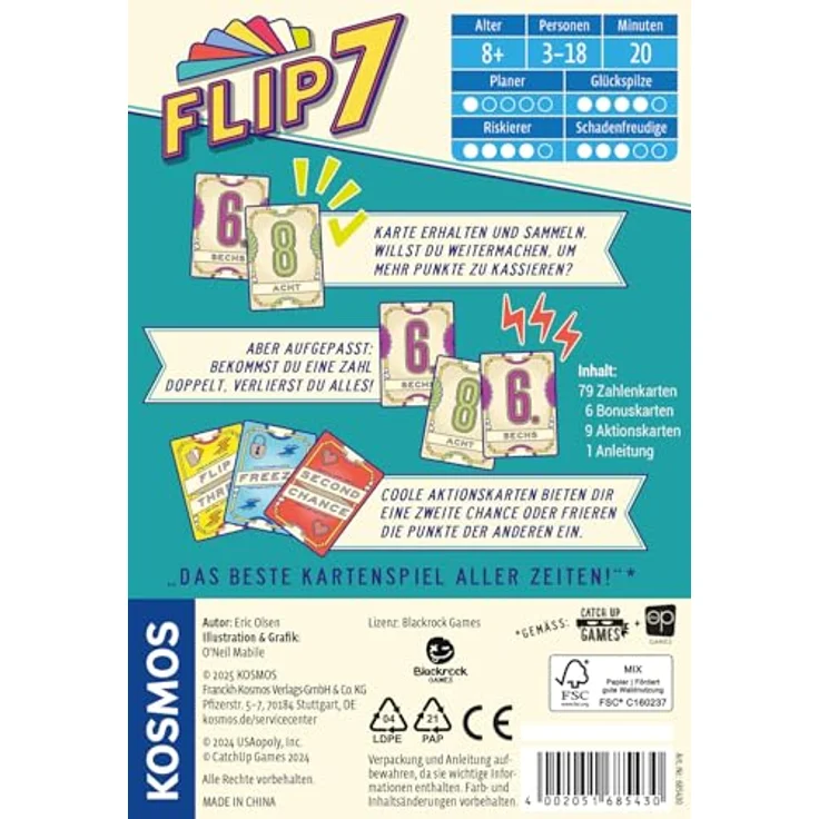 Kosmos Flip 7 Kartenspiel, aufregendes Sammelspiel für 2-6 Spieler – Bild 2