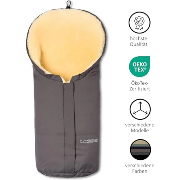 Hofbrucker Lammfell-Fußsack Eskimo für Babyschale, Kinderwagen und Buggy grau – Bild 3