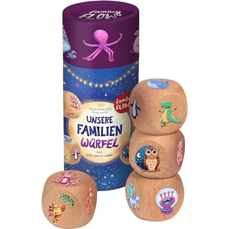 Oetinger FamilyFlow Unsere Familien-Würfel, ab 3, Für die Abendroutine, als Einschlafritual und zum Gute-Nacht-Sagen