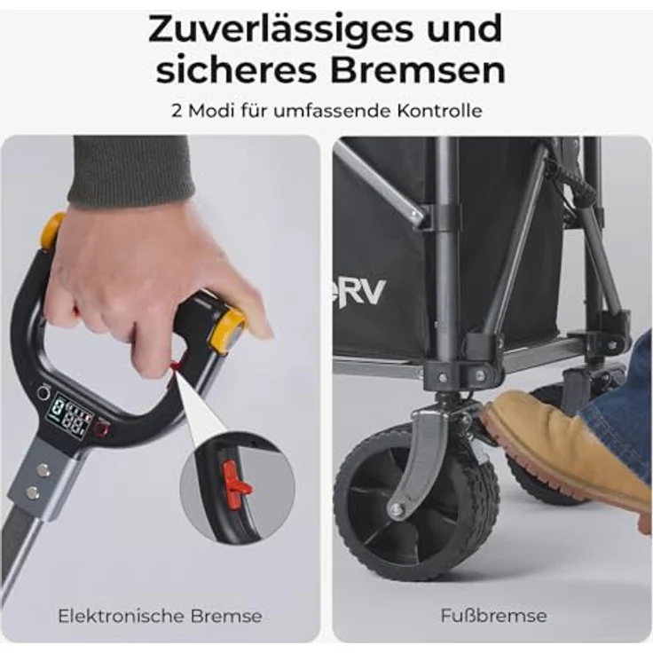 BougeRV Elektrischer Bollerwagen Faltbar, 200 kg Tragfähigkeit, 250W Doppelmotor & 250L Volumen, Offroad Campingwagen für Outdoor-Abenteuer (Ohne Ladegerät) – Bild 5