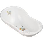 keeeper Rainbow Ergonomische Babywanne mit Stöpsel, Ab 0 bis ca. 12 Monate, 84 cm, Maria, Weiß