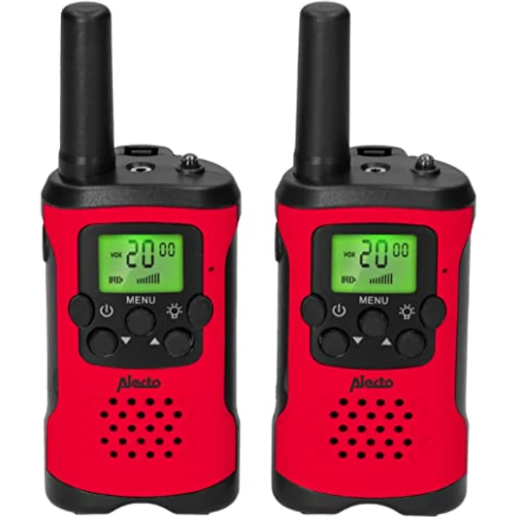 Alecto FR-115RD - Set von Zwei Walkie Talkies für Kinder - Walki Talki mit Reichweite bis zu 7 Kilometer - Walky Talky 8 Kanäle - integrierte Taschenlampe - beleuchtetes Display - Red – Bild 1