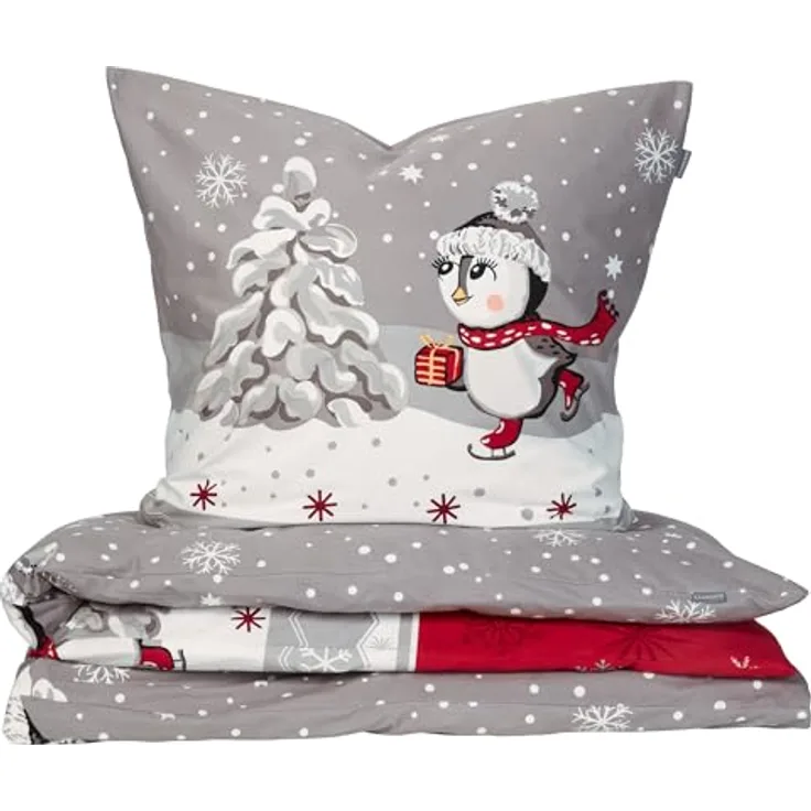 Schiesser Bettwäscheset Telso | Feinbiber | nachhaltige Produktion | Winterprint | Grau