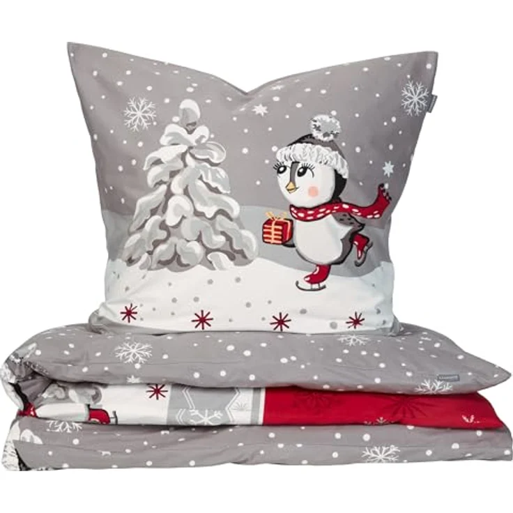 Schiesser Bettwäscheset Telso | Feinbiber | nachhaltige Produktion | Winterprint | Grau – Bild 1