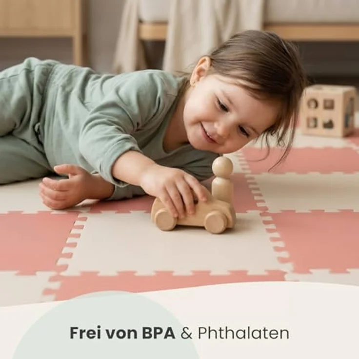 LittleTom Puzzlematte für Kinder, 18-teiliges Set in Pastellfarben, TÜV-geprüfte Spielmatte 30x30 cm, anti-allergen, wasserfest und abwaschbar für drinnen und draußen – Bild 3