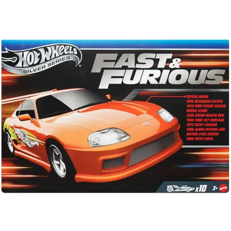 Mattel Hot Wheels Fast & Furious Fahrzeug-Set, 10er-Pack im Maßstab 1:64 mit hochwertiger Dekoration und exklusiven Rädern – Bild 3