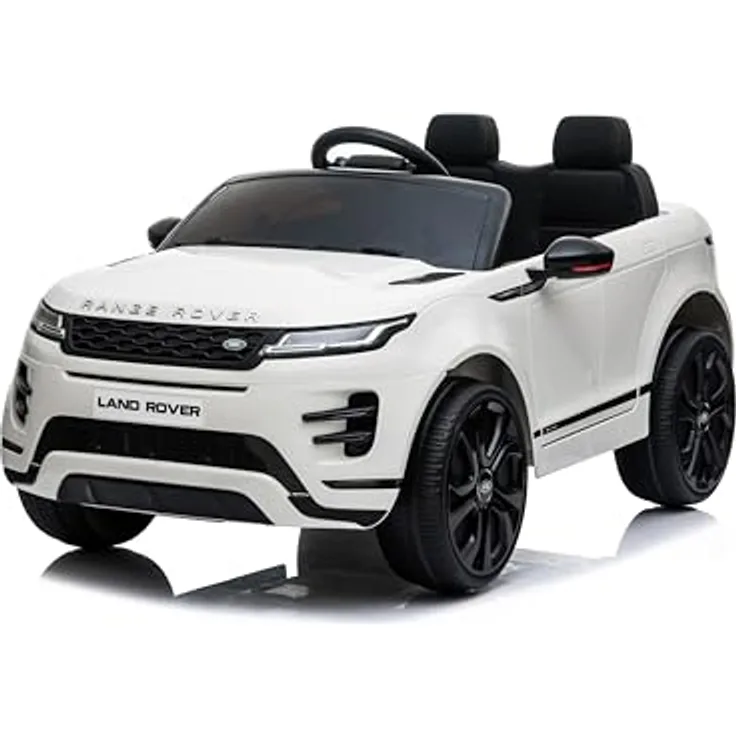 FINOOS Kinder Elektroauto Range-Rover Evoque 12V Original Lizenz Kinderauto Kinderfahrzeug Elektroauto, weiß, Musikmodul, Bluetooth, Hupe, MP3, UKW-Radio, USB-Eingang