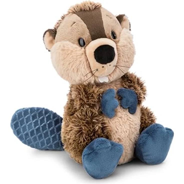 Nici Kuscheltier Forest Friends, Biber Harry Woodsnacker, 30 cm, braun mit blauen Akzenten und Schlenker-Design – Bild 1
