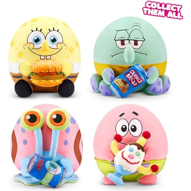 Snackles Spongebob Schwammkopf Plüschspielzeug, 35 cm mit Patrick & Goofy Goober Snack-Accessoire, superweicher Plüsch – Bild 2