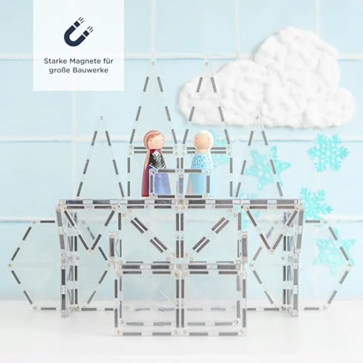 CONNETIX Magnetbausteine Klar Starterpaket, 34 Stück, transparente Fliesen mit abgeschrägtem Design und starken Magneten – Bild 2