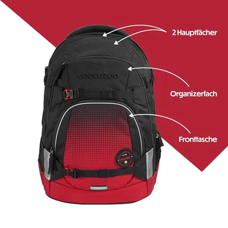 coocazoo Schulrucksack Mate Blazing Fire, 30 Liter Volumen, leicht, ergonomisch & sicher – Bild 4