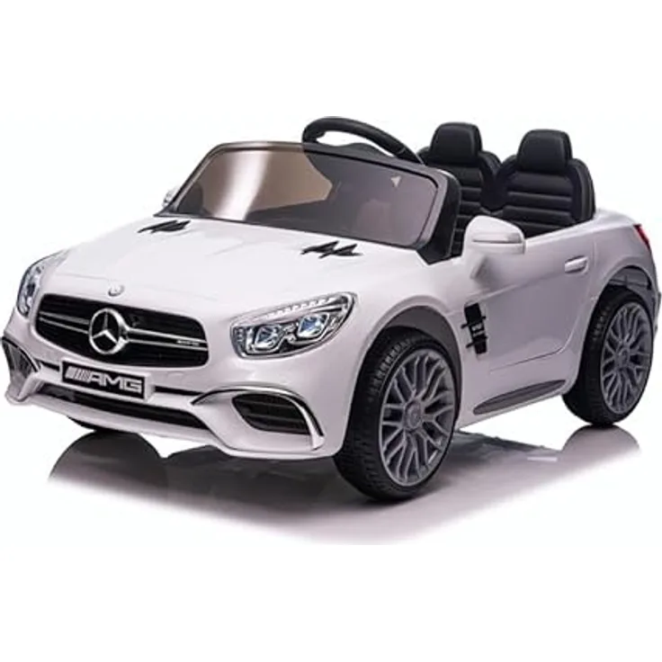 schnaeppchenmeile-online Kinder Elektroauto Mercedes Benz SL63 AMG weiss Zwei Motoren, LED, Fernbedienung, USB eingang, MP3, 12V 7Ah Akku, 3 Geschwindigkeiten