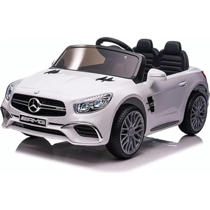 schnaeppchenmeile-online Kinder Elektroauto Mercedes Benz SL63 AMG weiss Zwei Motoren, LED, Fernbedienung, USB eingang, MP3, 12V 7Ah Akku, 3 Geschwindigkeiten – Bild 1