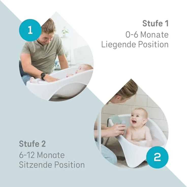 Angelcare Badewanne 2-in-1, Babybadewanne für 0-12 Monate, hygienisch und sparsam, soft-grey – Bild 3