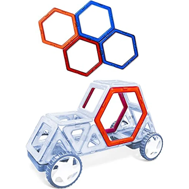 MK MAGNIKON Magnetische Bausteine Ersatzset, Sechsecke für Kreatives Spielen, Montessori Kinderspielzeug ab 3 Jahren, Kompatibel mit allen Magnikon-Magnetteilen – Bild 1