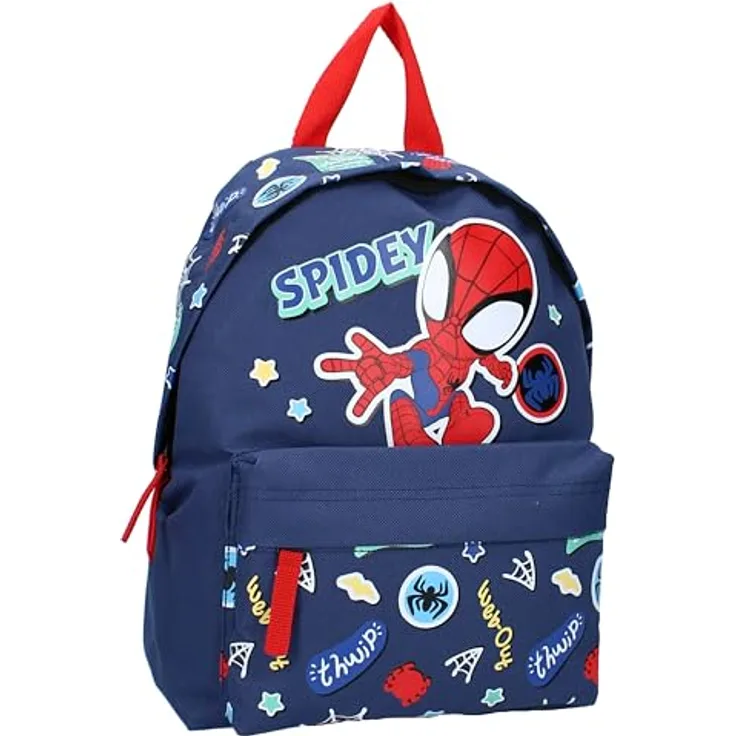 Vadobag Rucksack Spidey Web-Out! 31x22x9 cm, Kindergartenrucksack mit auffälligem Spidey-Design, blau, zwei geräumige Fächer, verstellbare Schultergurte