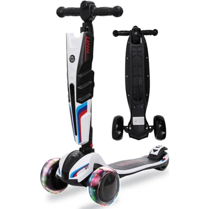 Europebazar Habib 3-Rad Roller mit LED-Licht, klappbar & bis 50kg belastbar, rot – Bild 1