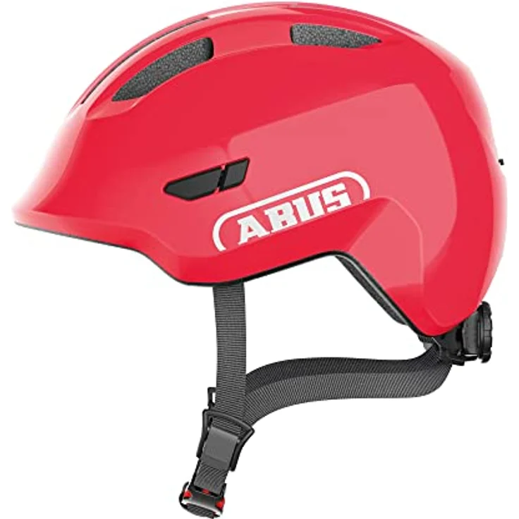 ABUS Kinderhelm Smiley 3.0 - Fahrradhelm mit tiefer Passform, kindergerechten Designs & Platz für einen Zopf - für Mädchen und Jungs - Rot Glänzend, Größe S – Bild 1