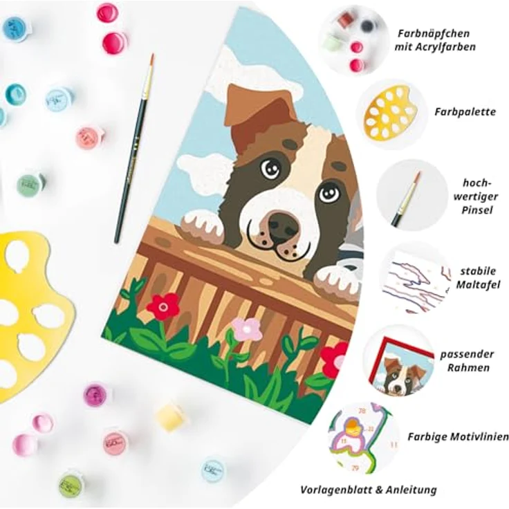 Ravensburger Malen nach Zahlen CreArt, Hunde und Katze, mit 20 Acrylfarben, Made in Europe – Bild 5