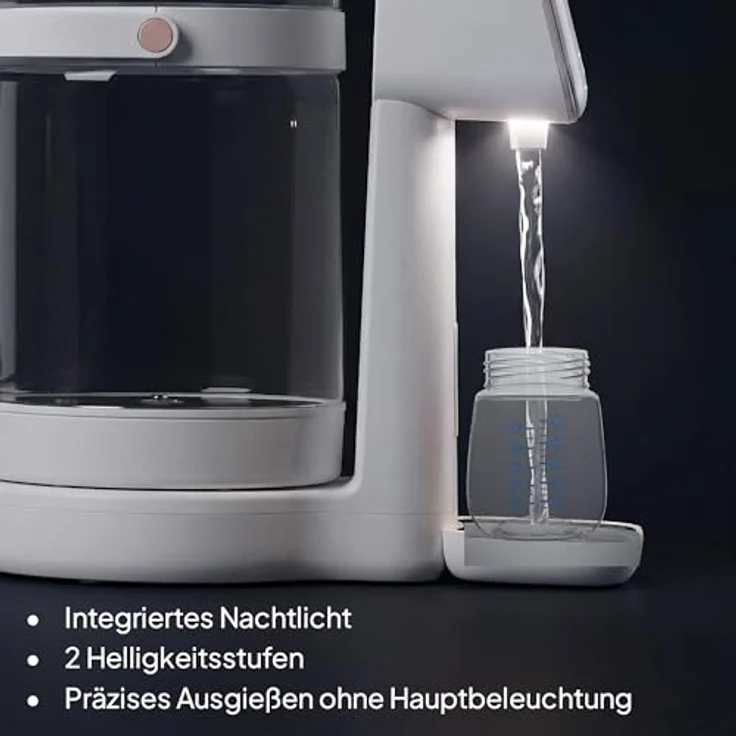 Lionelo Babypresto 2.0 Fläschchenzubereiter, Milchzubereiter und Flaschenwärmer mit 40-100 °C, UV-Hygiene, 30-300 ml Dosierung, 3 L Glasbehälter, LED-Display, Touch-Sperre – Bild 3