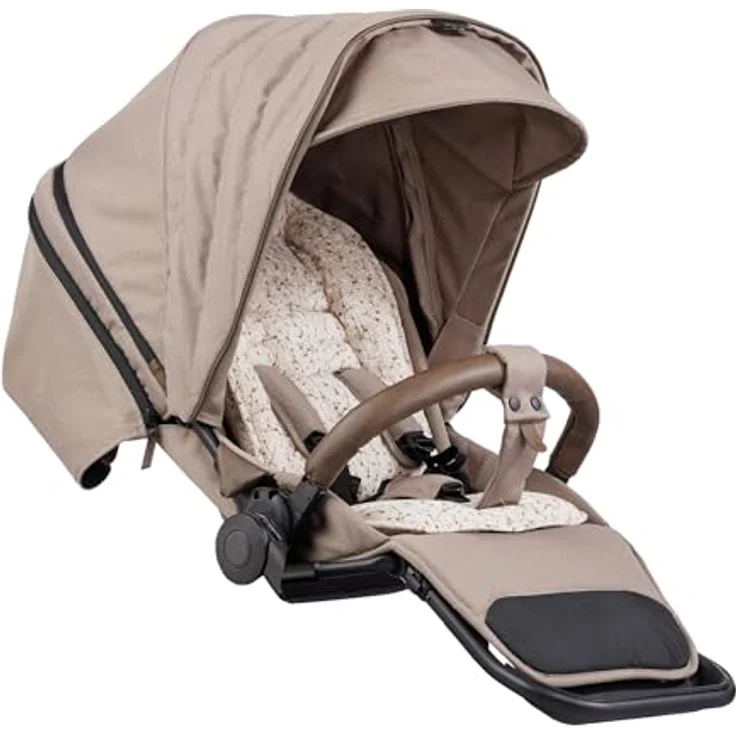 Gesslein Kombikinderwagen FX4 Swing Set, Braun, metall, 55x130x100 cm, EN 1888, UV 50+, Oeko-Tex® Standard 100, Feststellbremse, abklappbare Fußstütze, Federung, kugelgelagerte Räder, abnehmbare Verdeckung, 5-Punkte-Gurt, für Babyschale geeignet, Griff in Lederoptik – Bild 8