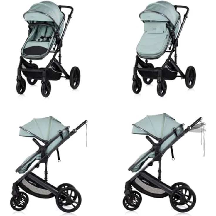 Chipolino Amore Kinderwagen 2 in 1, ab Geburt, verstellbar, mit Getränkehalter, Wickeltasche, Fußabdeckung und Korb, leichtes Design – Bild 4