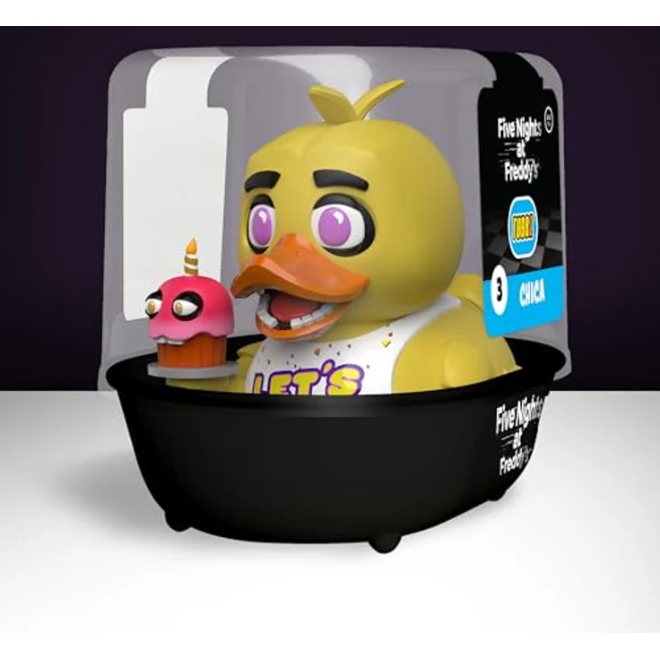 TUBBZ Erstausgabe: Five Nights at Freddy's- Chica Cosplaying-Gummiente Vinylfigur, 9 cm groß, für Fans von FNAF-Merchandise, in Badewannen-Vitrine – Bild 2