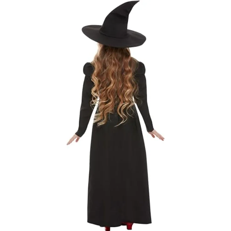 Smiffys Schwarze Zauberin - Hexe Agatha, zweites Kostümset für Kinder mit Kleid und Hexenhut, schwarz aus 100% Polyester – Bild 3