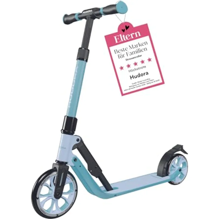 HUDORA BigWheel® 180 Advanced Junior, Höhenjustierbarer Kinder Roller in sky blue mit Reflektoren, für Kinder ab 3 Jahre, bis 60 kg