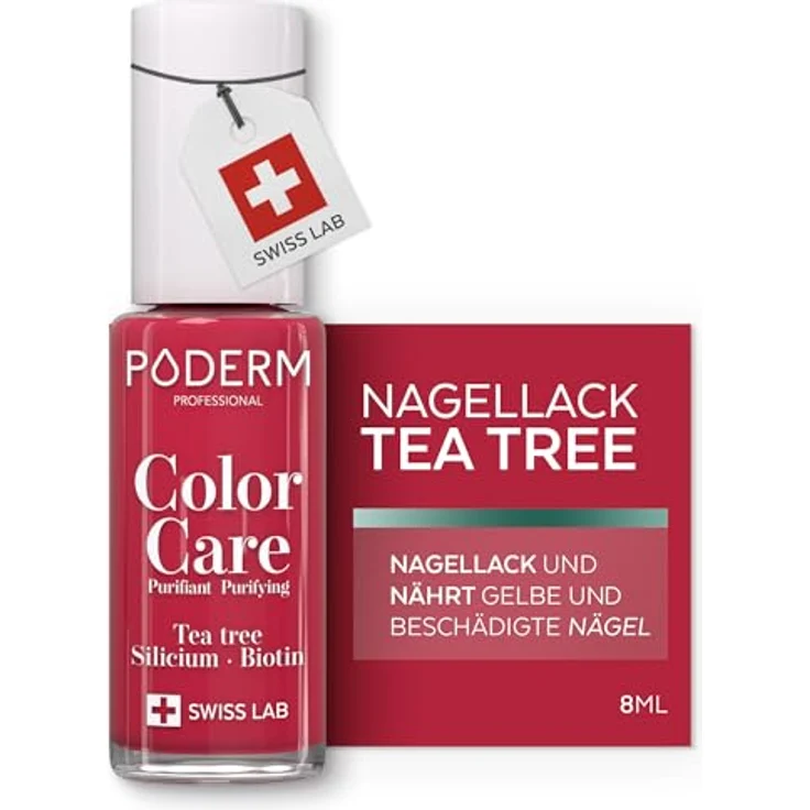 Poderm Vernis Color Care 797 Rouge Rose, Wirkstoffhaltiger Nagellack mit Teebaumöl zur Nagelpflege, 8 ml – Bild 1