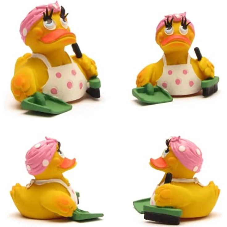 DUCKSHOP I Badeente Putzfrau Ente I Quietscheente I L: 7,5 cm – Bild 3