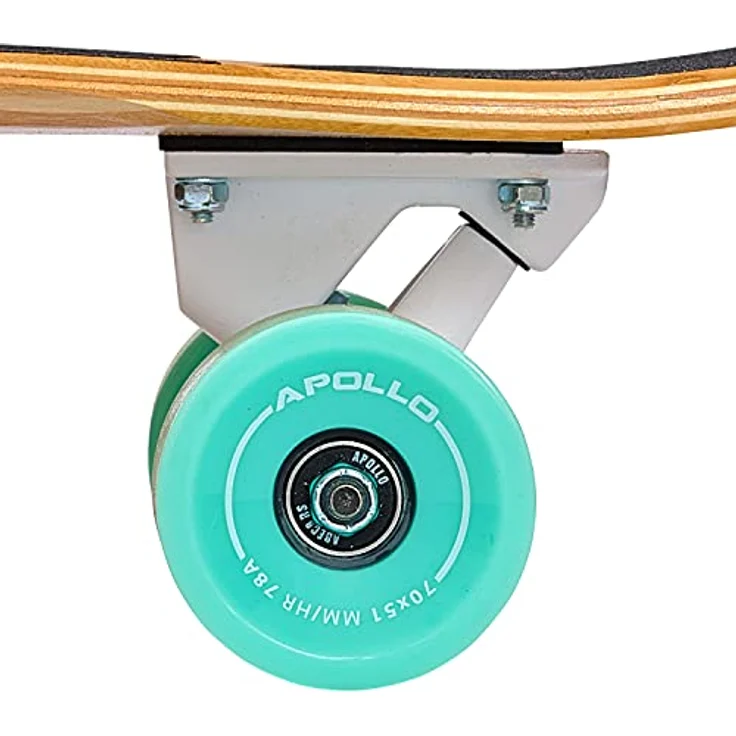 Apollo Dancer Longboard Bora, 46 x 9,5 Zoll, ABEC 9 Kugellager, Cruiser Longboard, Bambusholz, inklusive T-Tool – Bild 3