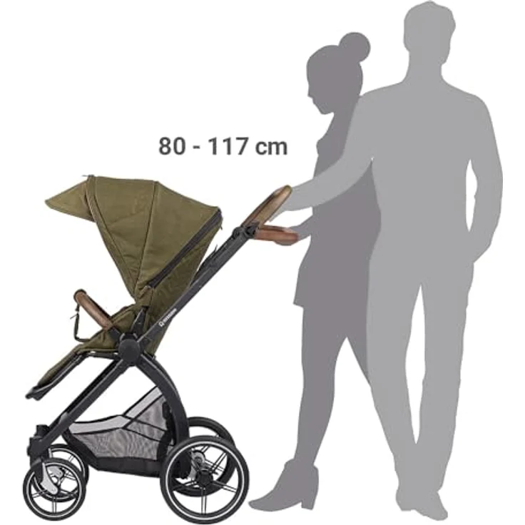 Gesslein Kinderwagen FX4 STYLE, Baby Erstausstattung (leichtes Kinderwagen Set mit Liege- und Sitzoption, individuell einstellbar, hoher Komfort, Fünf-Punkt-Sicherheitsgurt, Kinderwagen 3 in 1), Moos – Bild 5