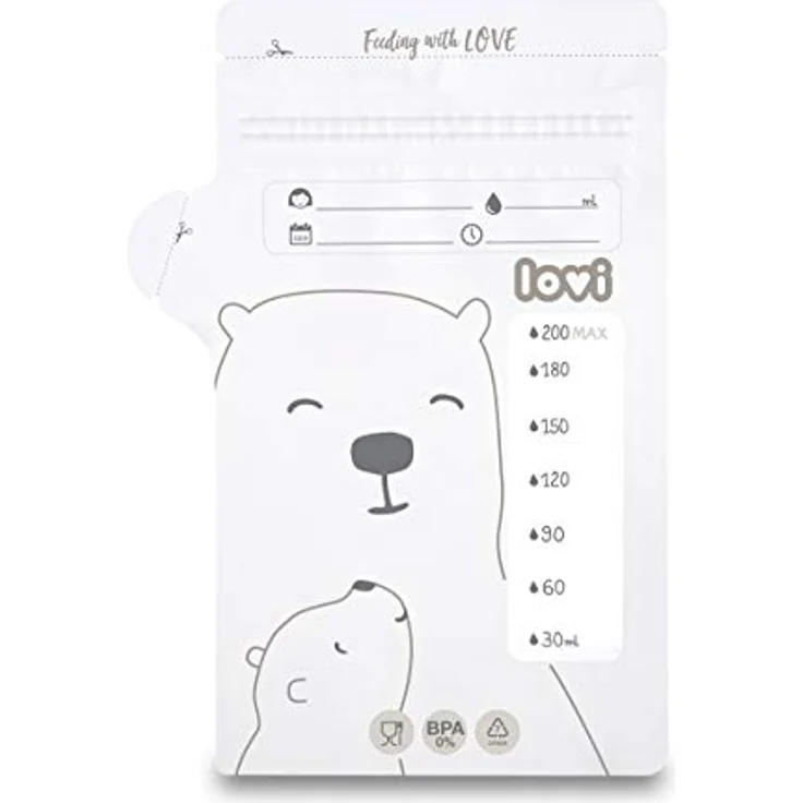LOVI Buddy Bear Muttermilchbeutel, 25 Beutel à 200 ml, zweischichtiges Material mit sicherem Verschluss, zur Aufbewahrung im Kühlschrank oder Gefrierfach – Bild 3