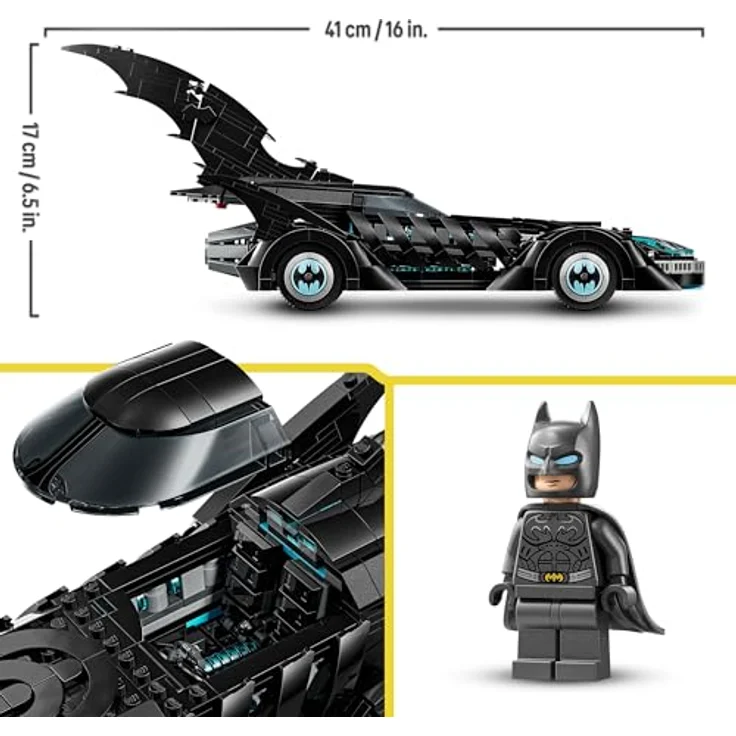 LEGO Batman Forever Batmobil 76304, 909-teiliges Bauspielzeug für ab 12 Jahre, Länge 41cm, detailgetreu mit drehbaren Rädern – Bild 5